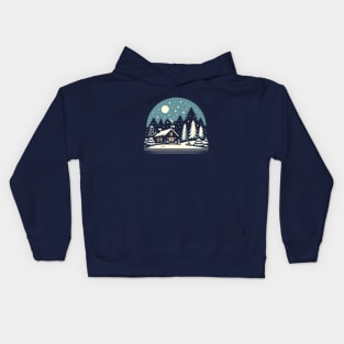 White Christmas: Retro-Vintage Christmas Scene Kids Hoodie